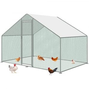 Corral de pollo de metal con forma plana para correr con cubierta impermeable para patio granja 1 300x300 - Gallinero galvanizado 6x3x2